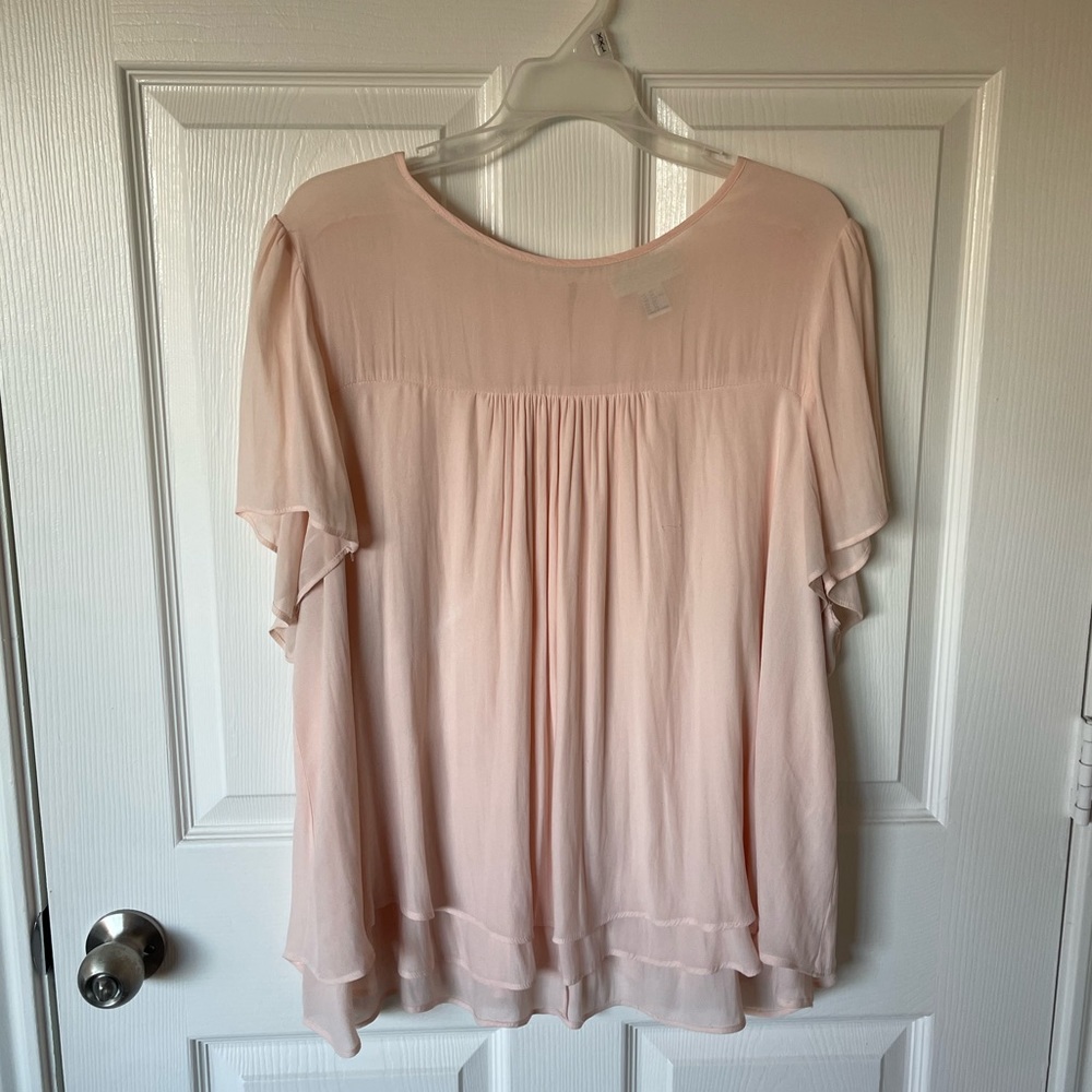 Forever 21 sheer pink layered blouse